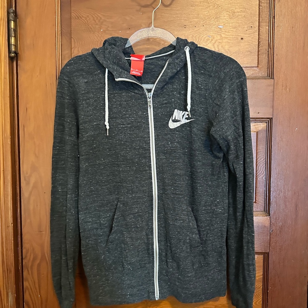 Nike Charcoal Gray Hoodie with White Accents